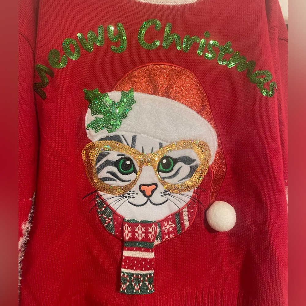 Novelty Cat Ugly Christmas Sweater - Picture 3 of 6